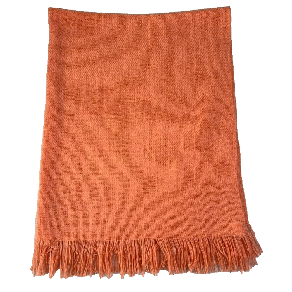 West Elm Throw Blanket Fringe Edge 50in x 60in Peach Color
